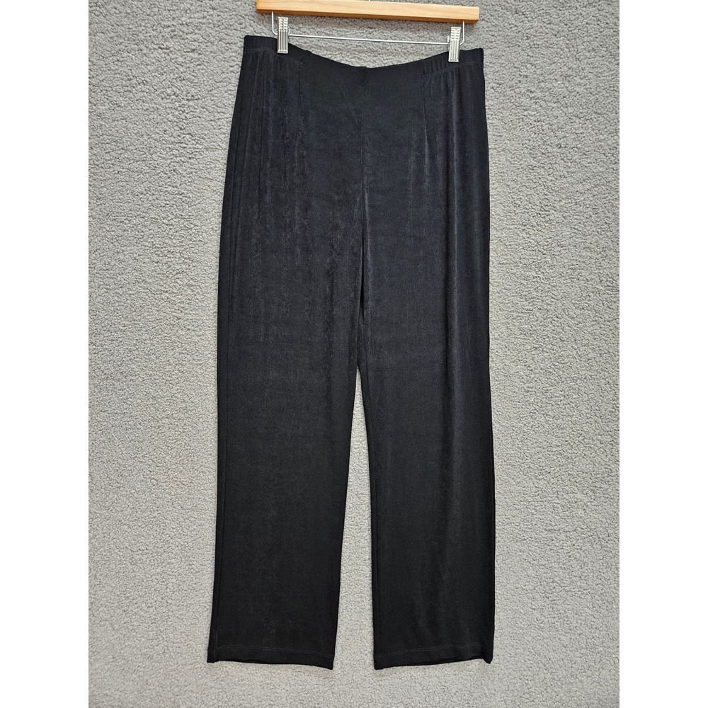 NWT Chicos Travelers No Tummy Pants 2 Black Wide Leg Slinky Knit Career Travel